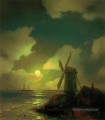 moulin à vent sur la côte de la mer 1851 Romantique Ivan Aivazovsky russe